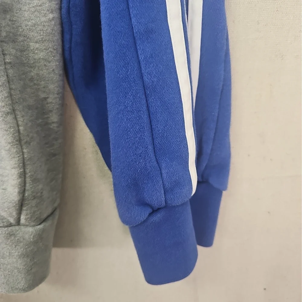 Adidas Essentials Men's XL Blue Gray Colorblock Full Zip Hooded Track Jacket